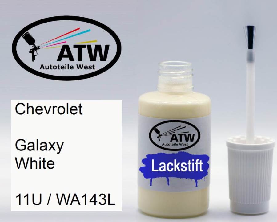 Chevrolet, Galaxy White, 11U / WA143L: 20ml Lackstift, von ATW Autoteile West.